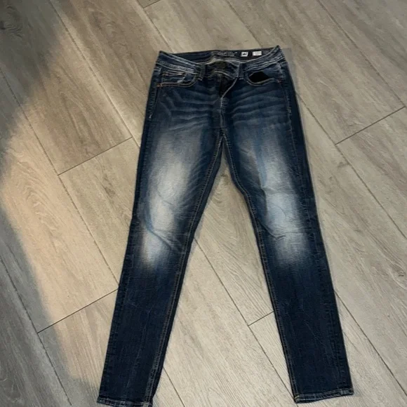 Miss Me Blue Skinny Jeans with Vintage Fading - Picture 2 of 10